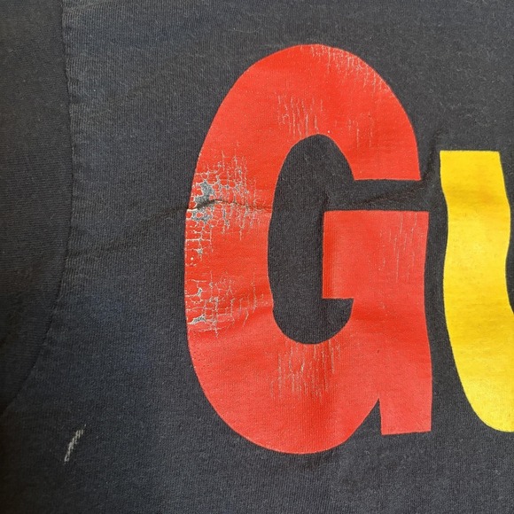 Vintage Guess Jeans Shirt Mens One Size Black Rainbow Logo Graphic 80s - Picture 5 of 14
